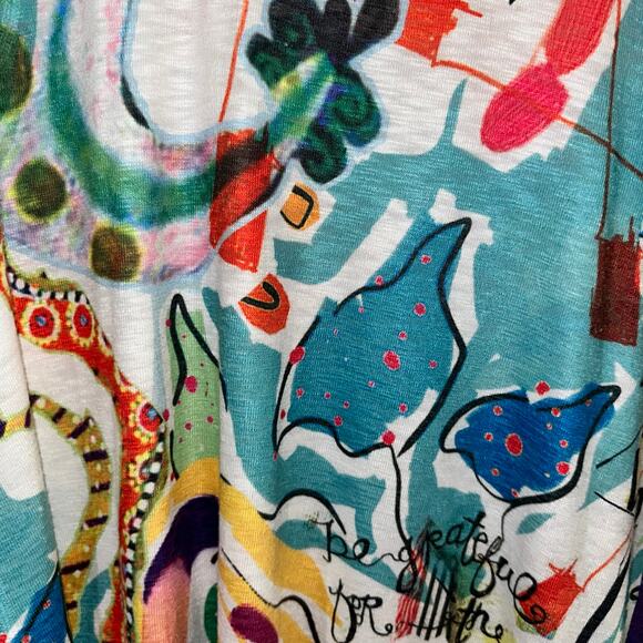 INOAH White With Vibrant Multicolor Abstract Print Top Medium - Picture 4 of 4